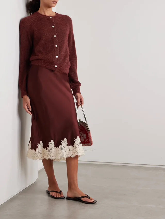 DÔEN Petra knitted cardigan in burgundy 35% Polyamide 33% Alpaca wool 32% Merino Wool, photo 2 of 4 from NET-A-PORTER (Canada)