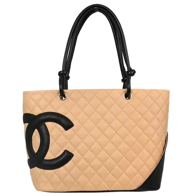 Chanel 2005-2006 Beige Calfskin Cambon Ligne Tote Handbag in Beige Calfskin from AMORE Vintage Tokyo