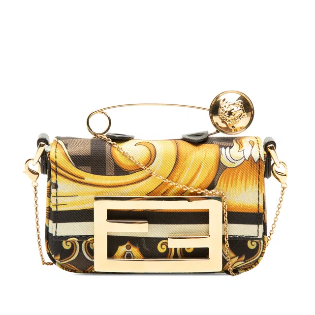Brown Fendi Fendace Nano Zucca Canvas Baguette Crossbody Bag in Brown Canvas from Designer Revival