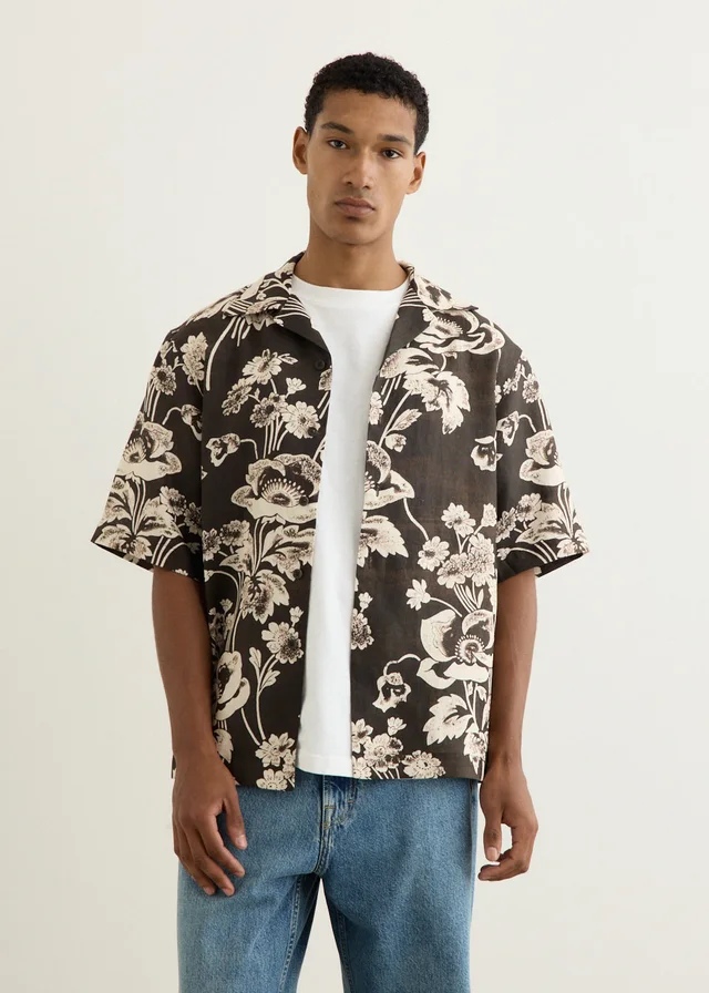 Commas Painted Peonies Bowling Shirt in Black from Incu, photo 1 of 1