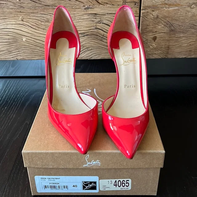 Christian Louboutin Patent Leather Pointed-Toe Pumps in red Patent leather from Poshmark