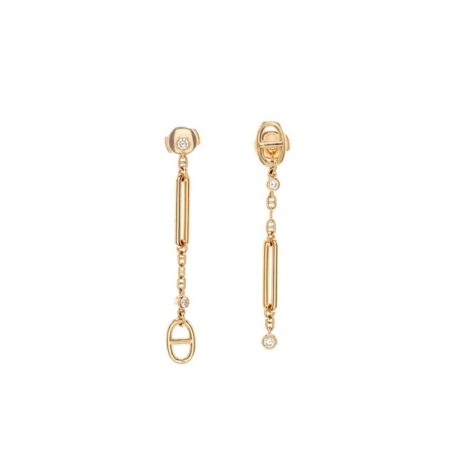 Hermès Chaine D’ancre Chaos Earrings Rose Gold Diamonds in Pink from EMIER