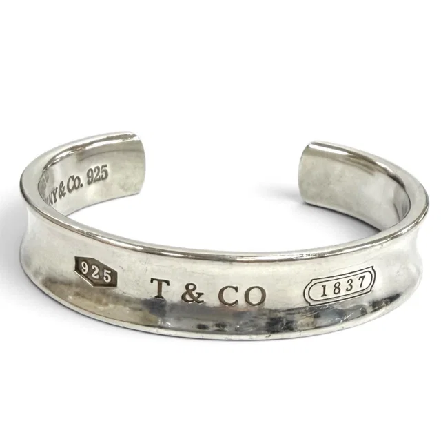 Tiffany & Co. Cuff Bangle Logo Design Bracelet Silver in Silver from The Reluxe