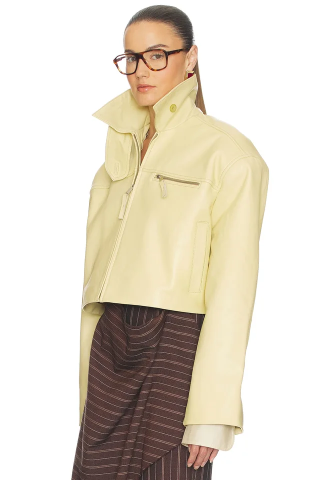 Helsa The 90s Leather Jacket in Banana Yellow, photo 3 of 5 from REVOLVE (Canada)