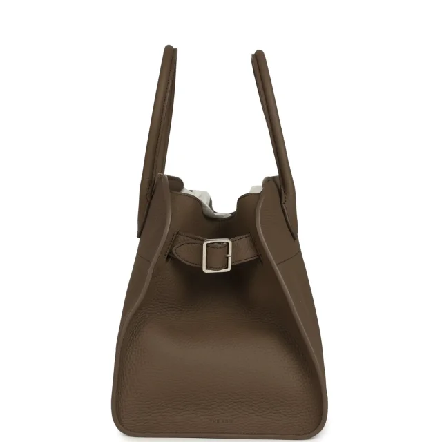 The Row Soft Margaux 12 Bag Smoked Taupe Calfskin Silver Hardware in Taupe Calfskin from Madison Avenue Couture, photo 3 of 12