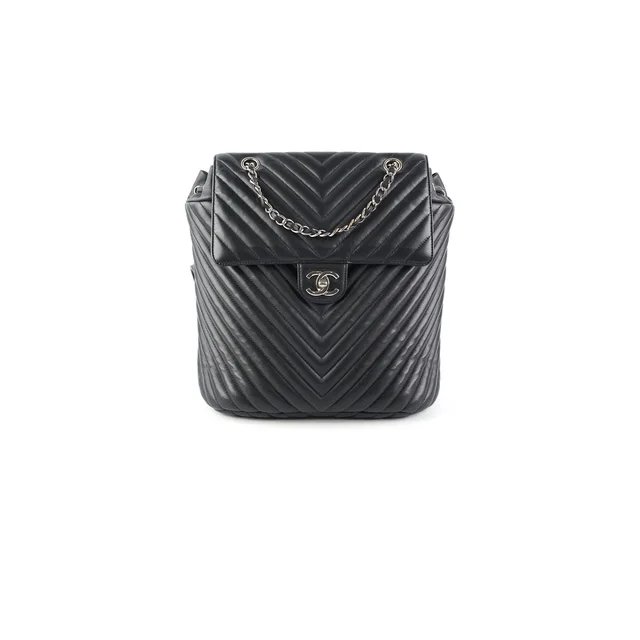 Chanel Chevron Large Urban Spirit Backpack Black in Black Calfskin from The Purse Affair