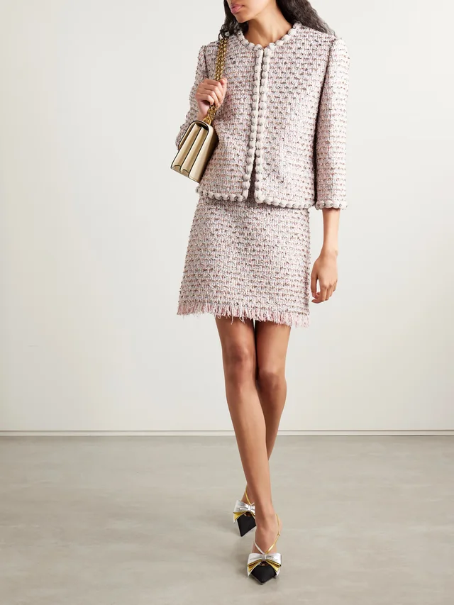 VALENTINO GARAVANI Embellished metallic tweed mini skirt in Pink, photo 2 of 2 from NET-A-PORTER (Canada)