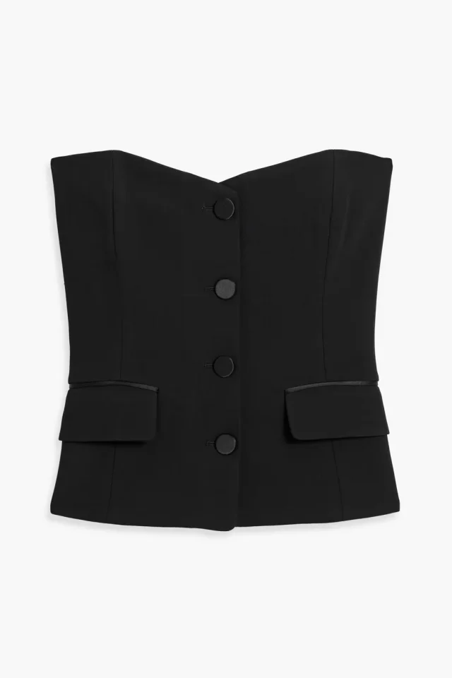 Veronica Beard Arlette Strapless Crepe Bustier Top in Black, photo 5 of 8 from THE OUTNET