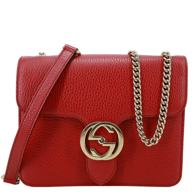 Gucci Interlocking GG Small Dollar Calfskin Leather Crossbody Bag Red 510304 in Red Calfskin from Dallas Designer Handbags