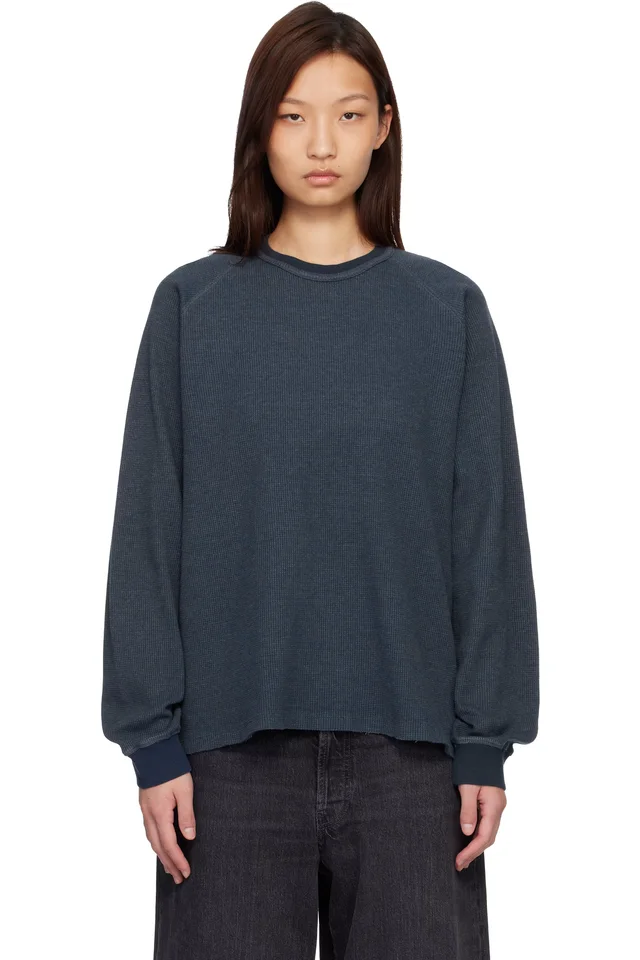 COOR Blue Waffle Raglan Long Sleeve T-shirt, image 1 of 1 from SSENSE