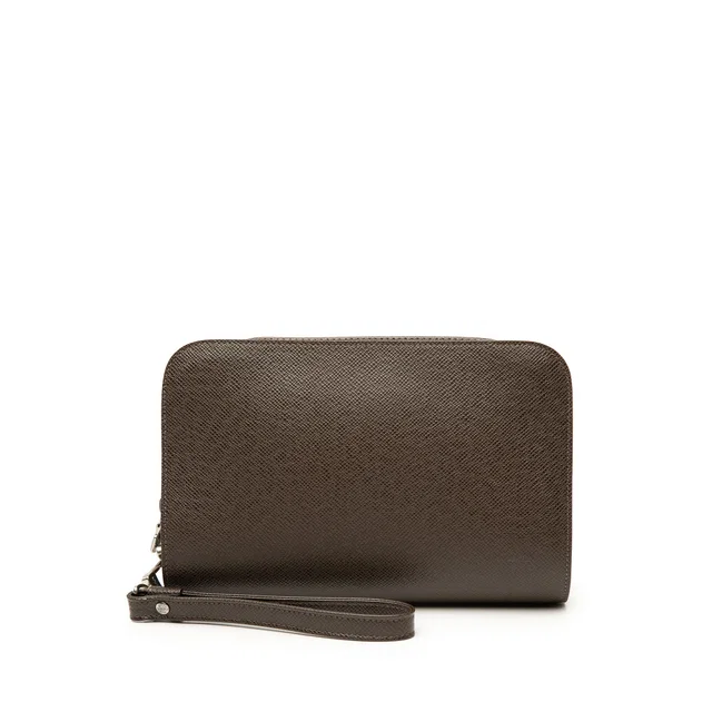 Brown Louis Vuitton Taiga Pochette Baikal Clutch Bag in Brown Leather from Designer Revival
