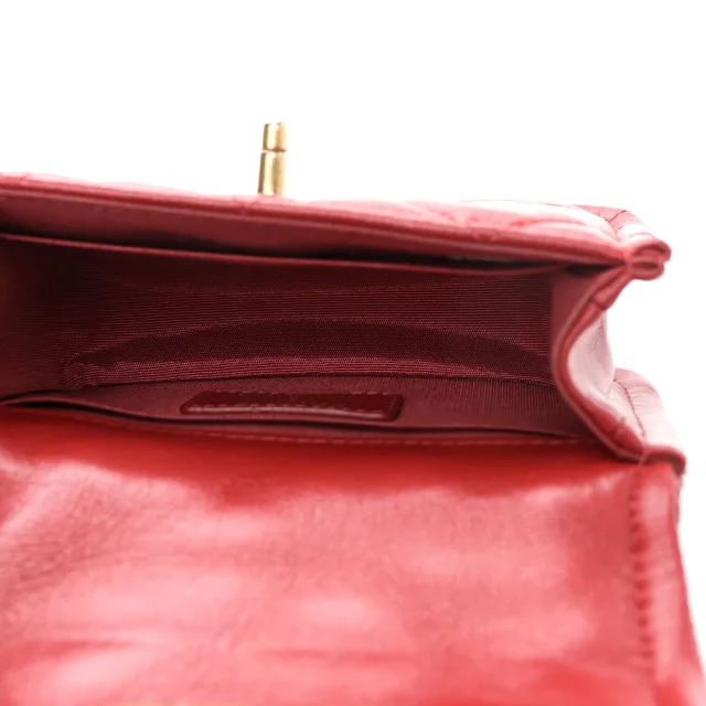 Chanel Shiny Lambskin Quilted Extra Mini Flap Red in Red Lambskin from FASHIONPHILE, photo 5 of 10