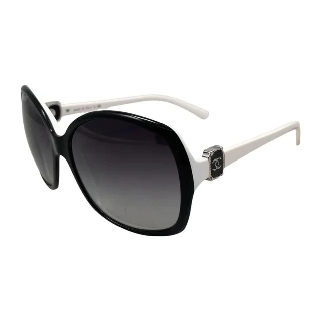 Chanel Sunglasses CC Logo Black White Eyewear in Black from The Reluxe