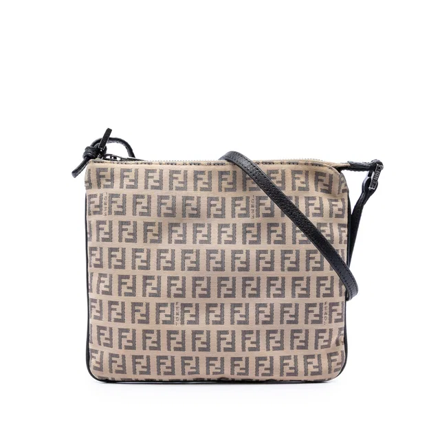 Beige Fendi Zucchino Canvas Crossbody in Beige Canvas from Designer Revival