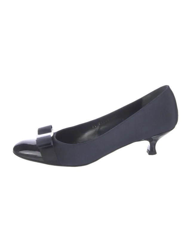 Ferragamo Vara Bow Accent Bow Accents Pumps in blue from The RealReal
