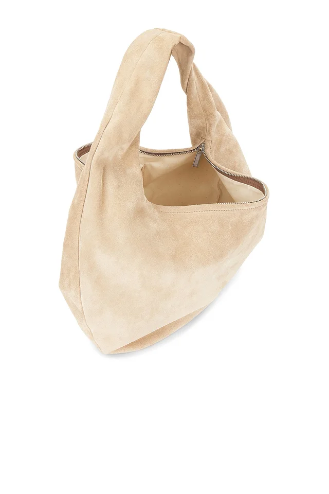 Flattered Alva Shoulder Bag in Sand Suede, photo 4 of 4 from REVOLVE (Canada)
