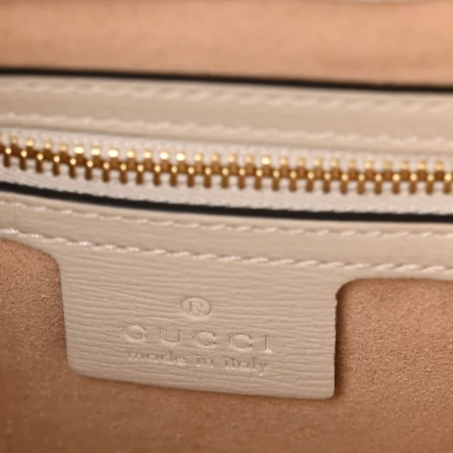 Gucci GG Supreme Monogram Azalea Calfskin Web Small Jackie 1961 Hobo Beige Ebony Mystic White in White Calfskin from FASHIONPHILE, photo 6 of 10