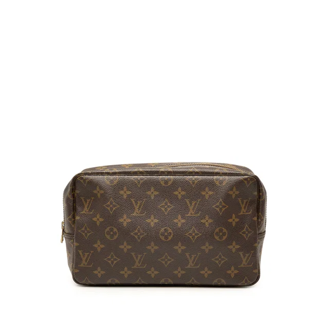 Brown Louis Vuitton Monogram Trousse Toilette 28 Clutch Bag in Brown Coated canvas from Designer Revival