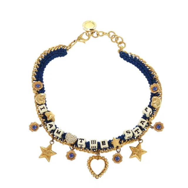 Dolce & Gabbana I Am the Star Metal Blue Gold Choker & Necklace in Blue from The Reluxe