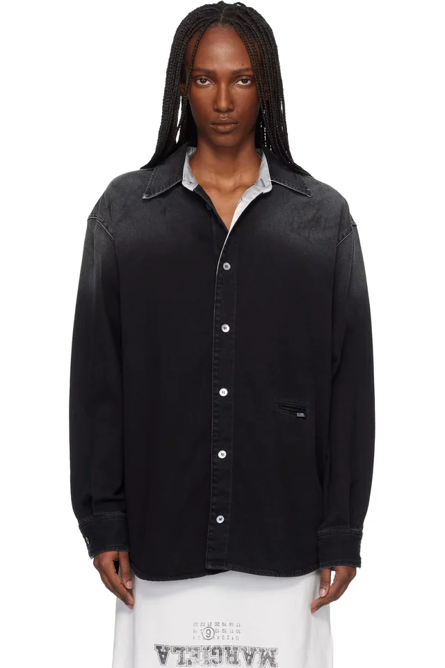 MM6 Maison Margiela Black Long-Sleeved Denim Shirt from SSENSE, photo 1 of 1