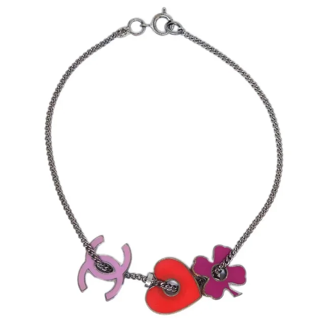 Chanel Silver Icon Bracelet 04P in Silver Resin from AMORE Vintage Tokyo