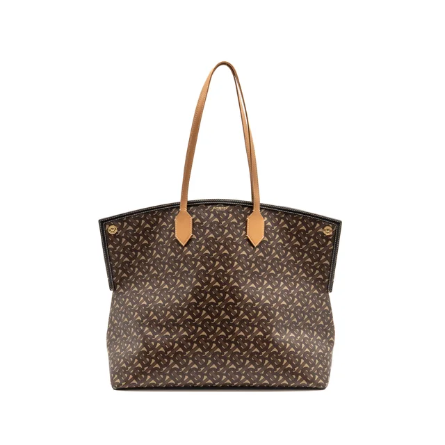 Burberry Large Society Tote Bag Monogram E-canvas Bridle Brown GHW in Brown Canvas from EMIER
