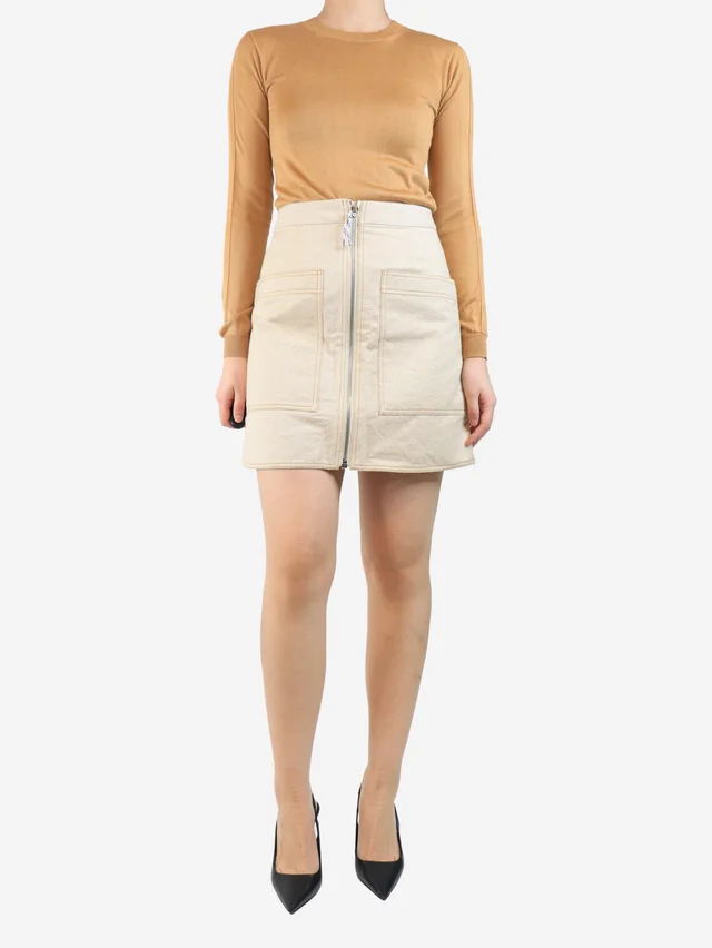 Acne Studios Beige zip front mini skirt - size UK 10 in Beige from Sign of the Times, photo 2 of 3