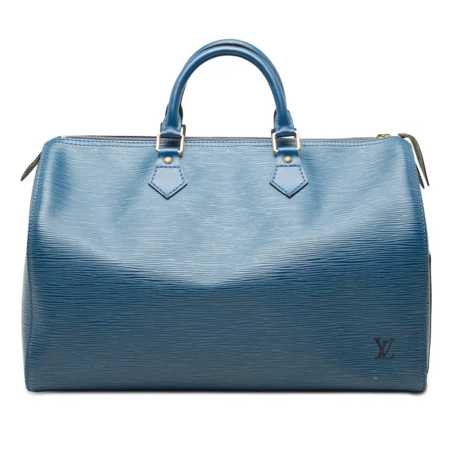 Blue Louis Vuitton Epi Speedy 35 Boston Bag in Blue Leather from Designer Revival