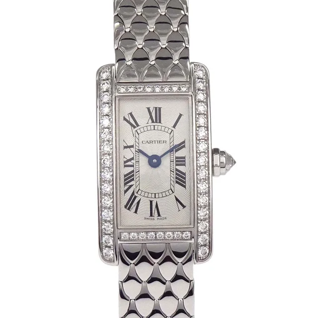 Cartier Tank American Mini 15mm Ref.3672 Quartz Watch 18KWG Diamond from AMORE Vintage Tokyo