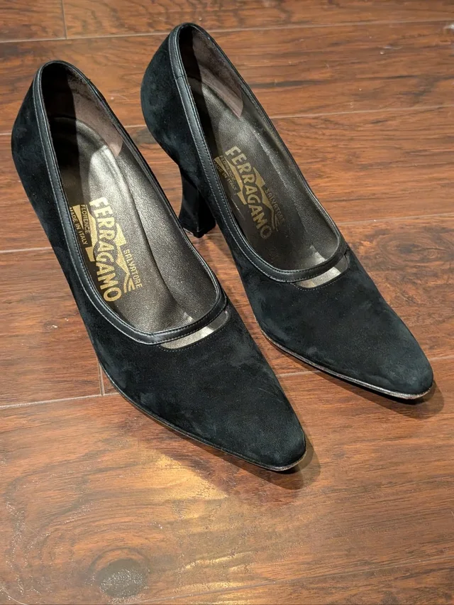 Vtg- Ferragamo 6.5 B Suede Heels in black Suede from Poshmark
