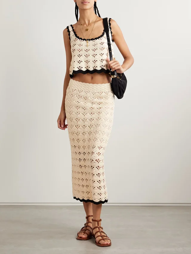 ZIMMERMANN Rhiannon cropped crocheted cotton tank in Beige, photo 2 of 2 from NET-A-PORTER (Canada)