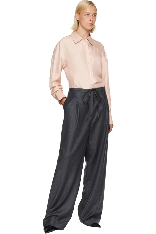 Róhe Gray Relaxed Soft Wool Trousers, photo 4 of 4 from SSENSE