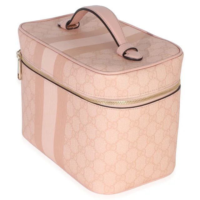 Gucci Light Pink Gg Supreme Monogram Dollar Calfskin Medium Savoy Vanity Case Canvas Handbag in Pink Calfskin from HEWI, photo 2 of 2