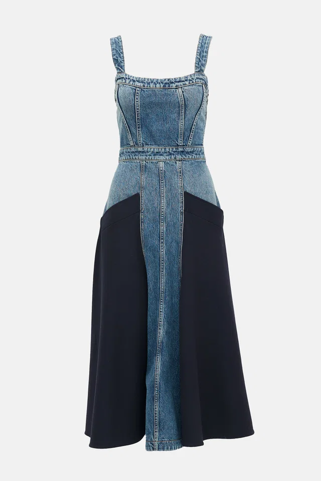Chloé Denim Panelled Maxi Dress in Denim from VSP Consignment