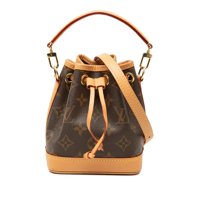 Brown Louis Vuitton Monogram Nano Noe Bucket Bag in Brown Coated canvas from Designer Revival