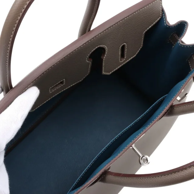 Hermès 2011 Cartier Candy Barkin 30 Etoupe/Blue Tauraasa from VINTAGE QOO TOKYO, photo 6 of 14