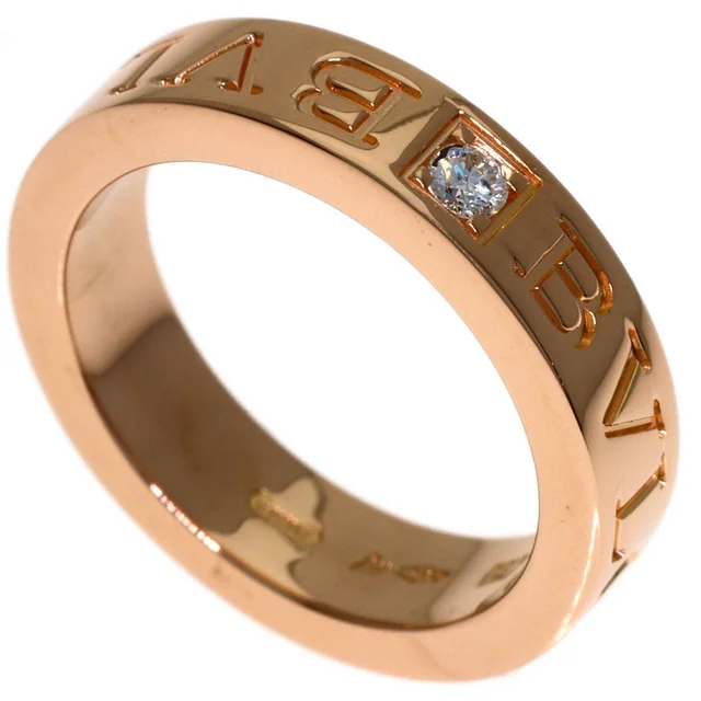 Bvlgari Double Logo Diamond Ring 18K Pink Gold in Pink from The Reluxe