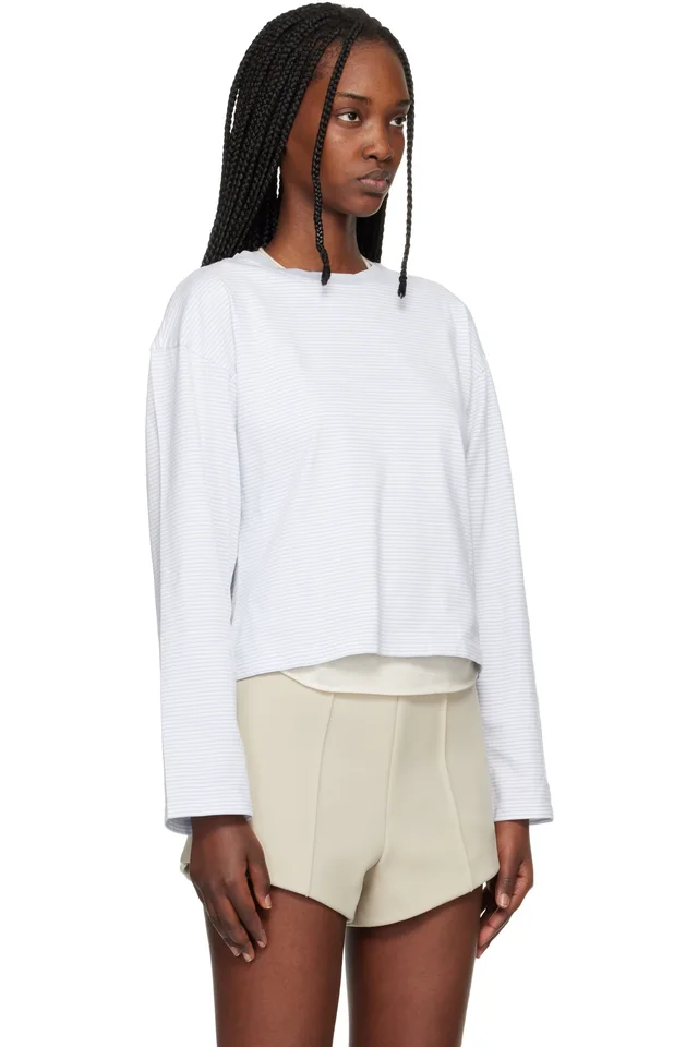 rag & bone White & Blue Kelly Boxy Striped Long-Sleeve T-shirt, photo 2 of 4 from SSENSE
