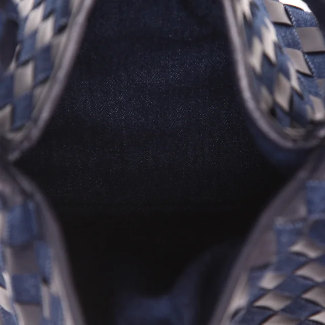 Bottega Veneta Hobo handbag in blue denim canvas and Bleu Marine Intrecciato leather in Navy Woven leather from Collector Square, photo 4 of 4