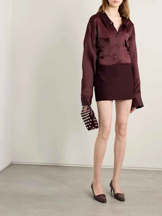 KHAITE Jett wool and silk-blend crepe mini skirt in Red, photo 2 of 2 from NET-A-PORTER (Canada)