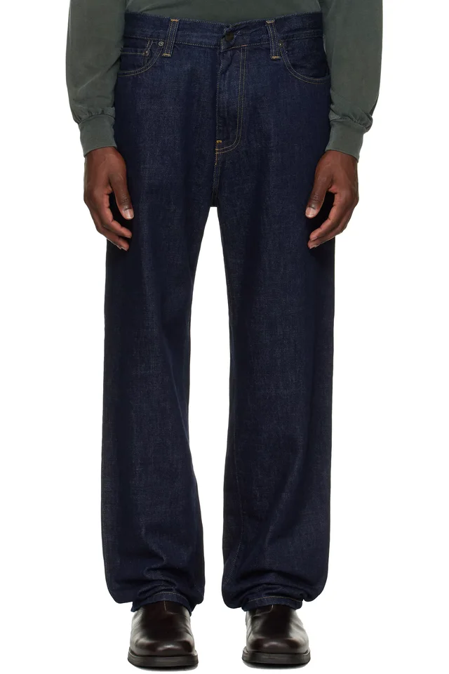 Carhartt Work In Progress Navy Aaron Jeans, image 1 of 1 from SSENSE