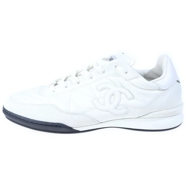 Chanel AW CC Logo Quilted Shiny Calfskin Locut Sneakers in Calfskin from The Reluxe