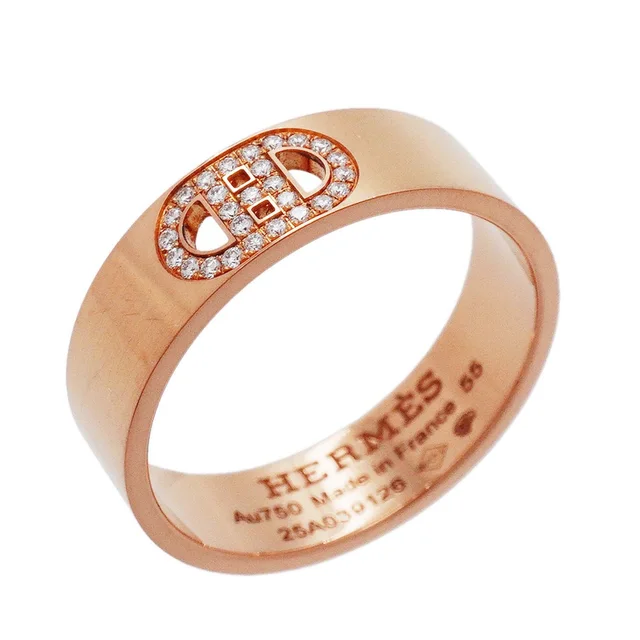 Hermès Ring H D'ancre 18k Pink Gold Diamond in Pink from The Reluxe