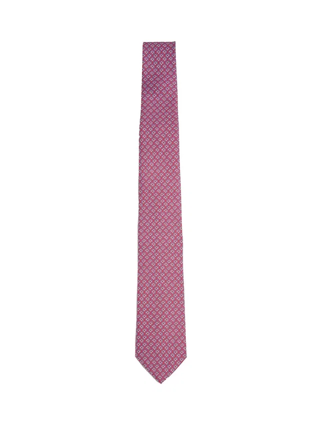 Ferragamo Tetris Print Silk Necktie — Red Neckties in Red Silk from HEWI