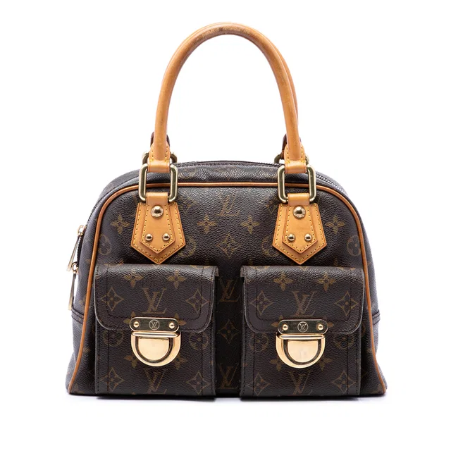 Brown Louis Vuitton Monogram Manhattan PM Handbag in Brown Coated canvas from Designer Revival