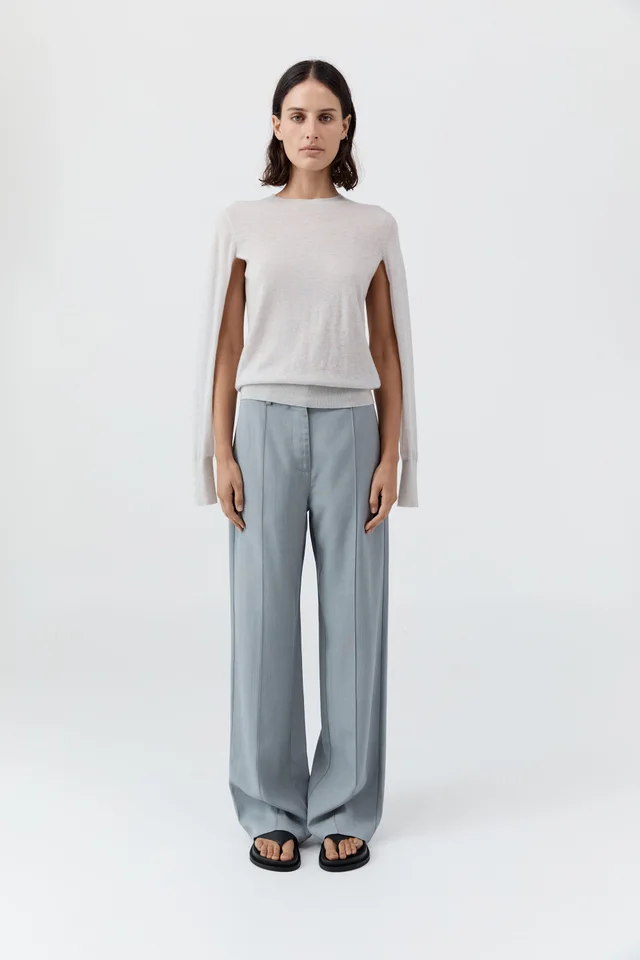 St Agni Merino Wool Slit Sleeve Sweater - Light Grey Marle from St. Agni, photo 1 of 1