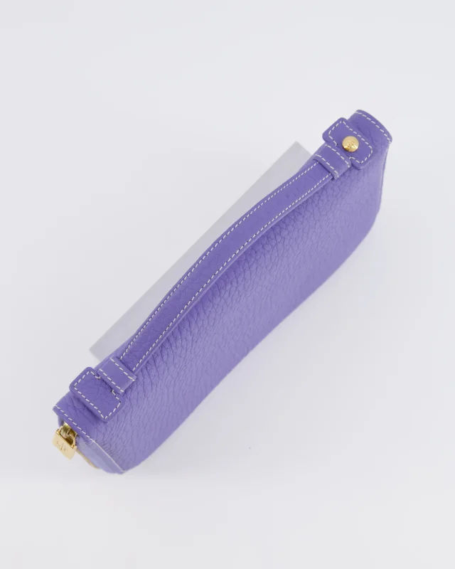 Loro Piana Purple Leather Top Handle Wallet with Gold LP Logo Zipper Detail in Purple Leather from Sellier, photo 14 of 18