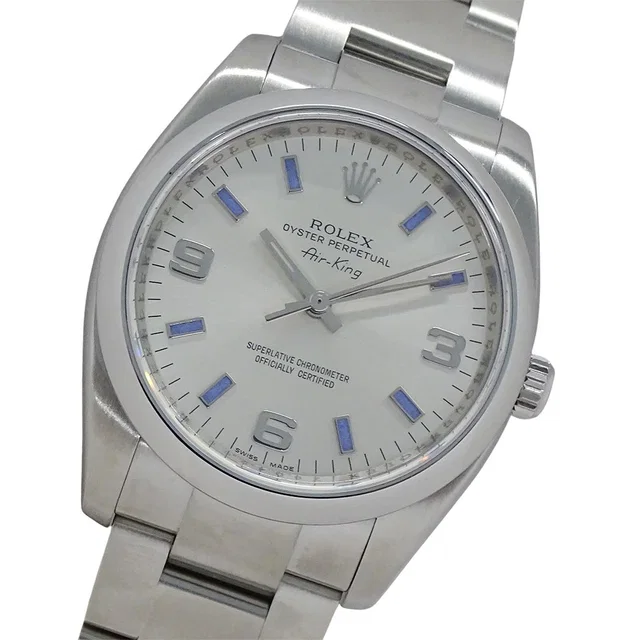 Rolex Air King Number Watch Automatic At Stainless Steel Silver Blue in Blue from The Reluxe