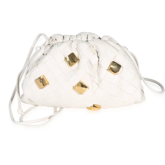 Bottega Veneta Chalk Intrecciato Nappa Studded The Mini Pouch in Nappa leather from myGemma