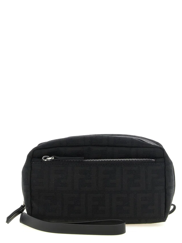 Fendi Travel Wallet — Black Ff Zucca Jacquard Fabric in Black Leather from HEWI